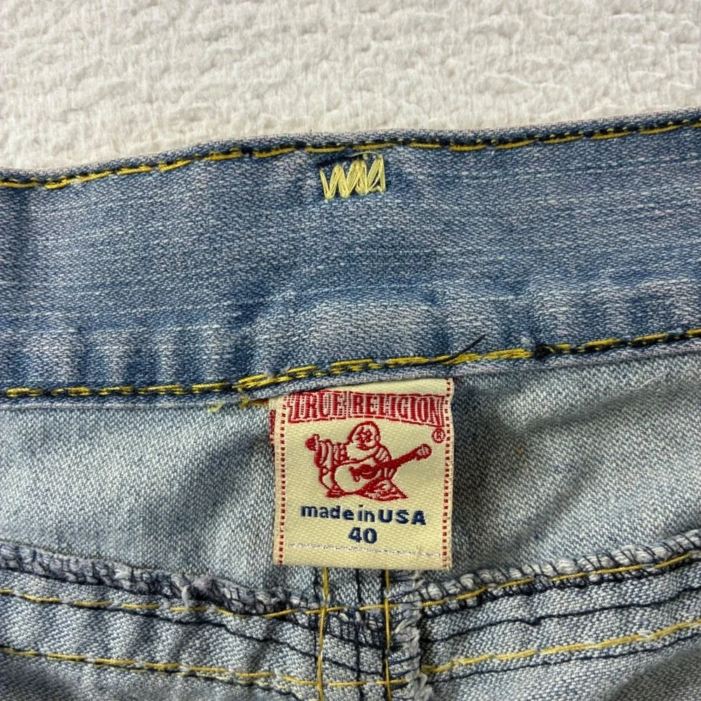 Vintage True Religion Billy Super T Jeans Mens 40x33 Grey Distressed‎ Y2K